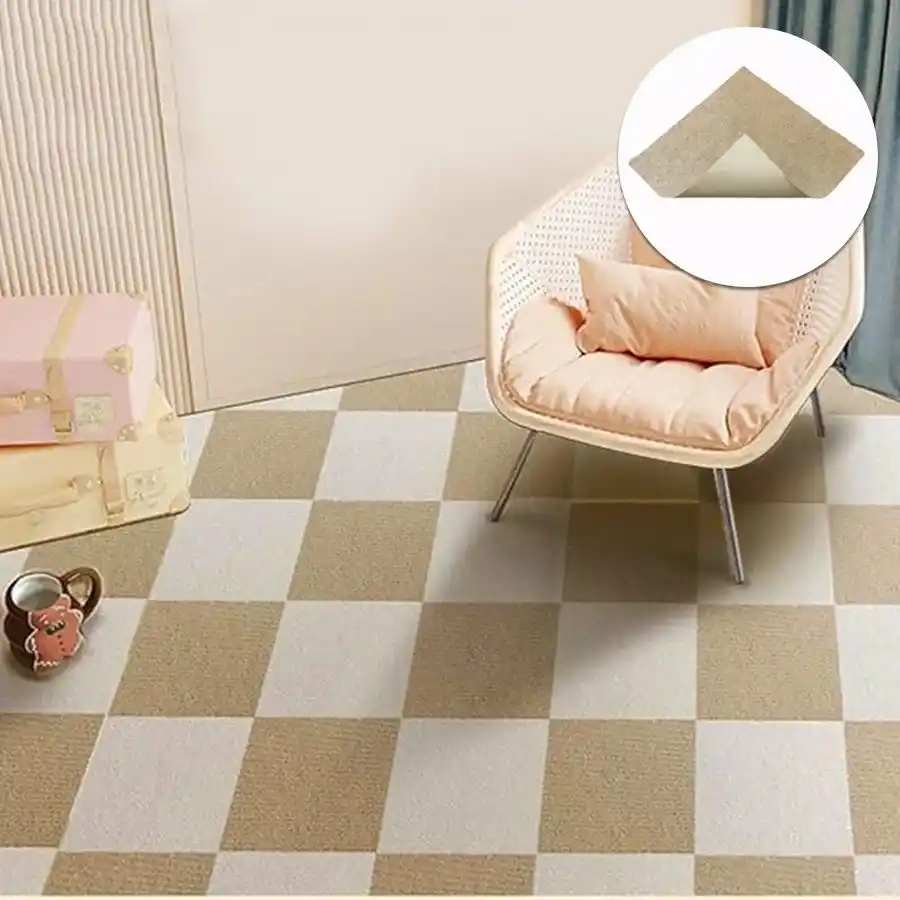 Moqueta Autoadhesiva Piezas | Beige Tostado | 50x50cm | Suelo Adhesivo de Oficina | Comercio, Hogar