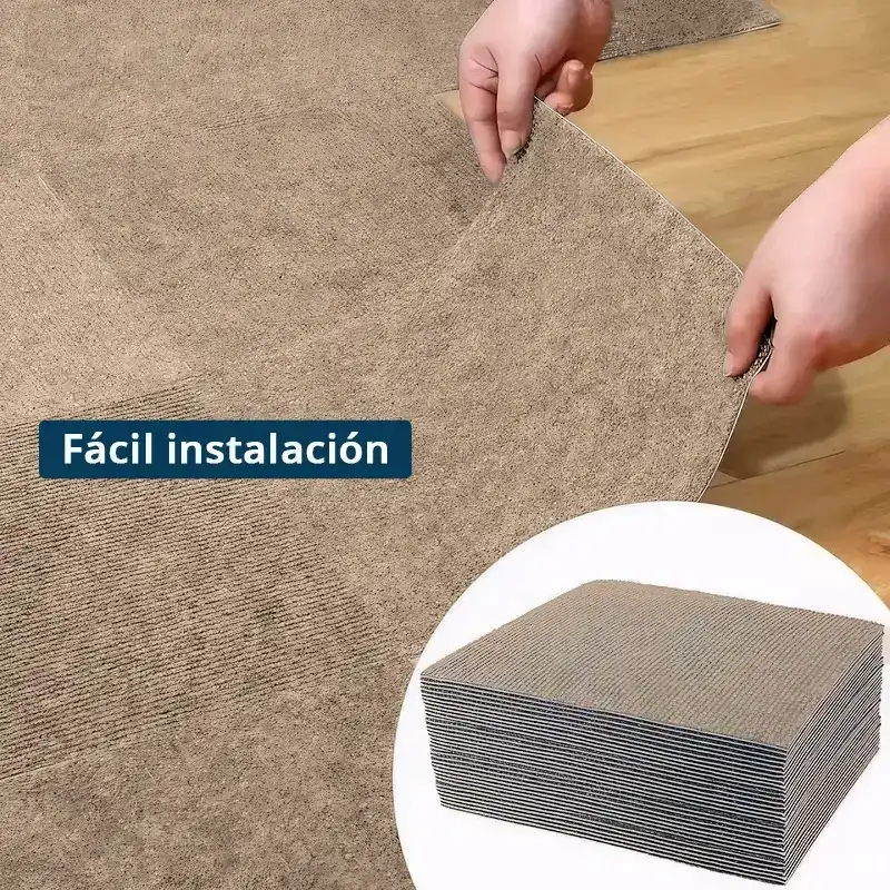 Moqueta Autoadhesiva Piezas | Beige Tostado | 50x50cm | Suelo Adhesivo de Oficina | Comercio, Hogar