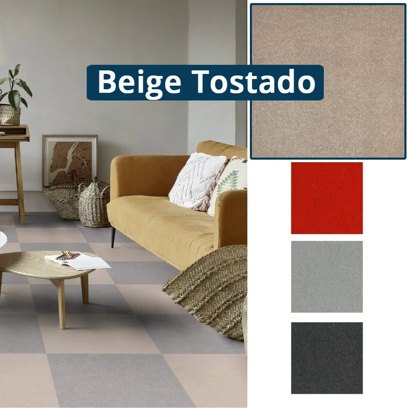 Moqueta Autoadhesiva Piezas | Beige Tostado | 50x50cm | Suelo Adhesivo de Oficina | Comercio, Hogar