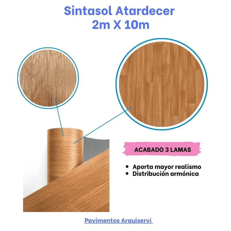 Suelo Vinílico Roble Dorado Atardecer | Sintasol En Rollo | Cocina, Baño, Hogar | Resistencia Al Agua