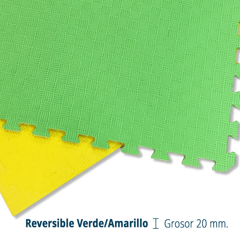 TATAMI PUZZLE Amarillo Verde  1x1m | 20mm | Reversible | Antideslizante | Multifuncional