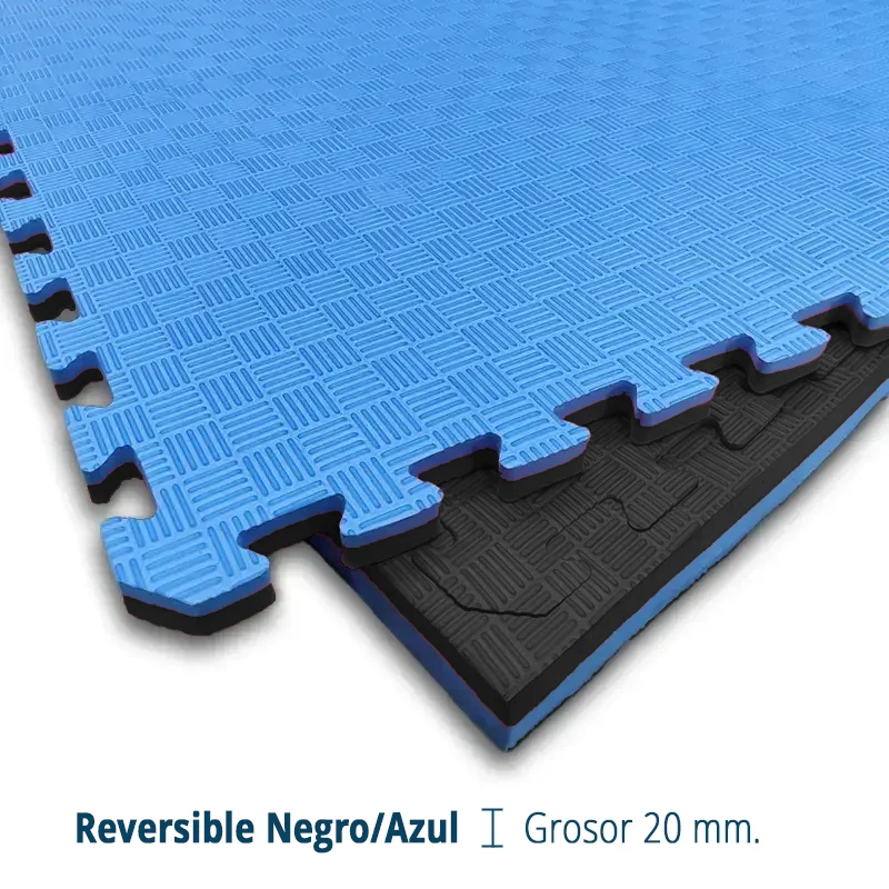 TATAMI PUZZLE Azul Negro Premium 1x1m | 20mm | Artes Marciales | Gimnasio | Judo | Deporte Contacto | Acabado Checker
