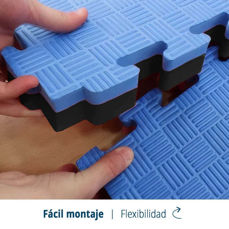 TATAMI PUZZLE Azul Negro Premium 1x1m | 20mm | Artes Marciales | Gimnasio | Judo | Deporte Contacto | Acabado Checker