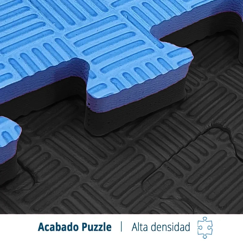 TATAMI PUZZLE Azul Negro Premium 1x1m | 20mm | Artes Marciales | Gimnasio | Judo | Deporte Contacto | Acabado Checker