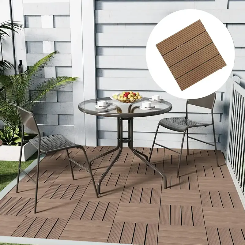 Loseta De Exterior Capuccino 30x30cm | Tarima Exterior Composite | PVC Antideslizante y Fácil Instalación