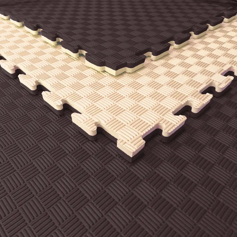 TATAMI PUZZLE  Marrón Beige Premium 1x1m | 40mm | Artes Marciales | Gimnasio | Antideslizante | Acabado Checker