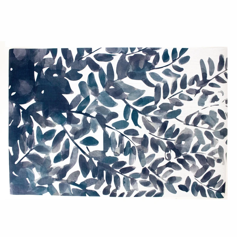  Alfombra Vinilica de Exterior Hojas Acuarela Gris | 120x180 | Terrazas y Piscinas