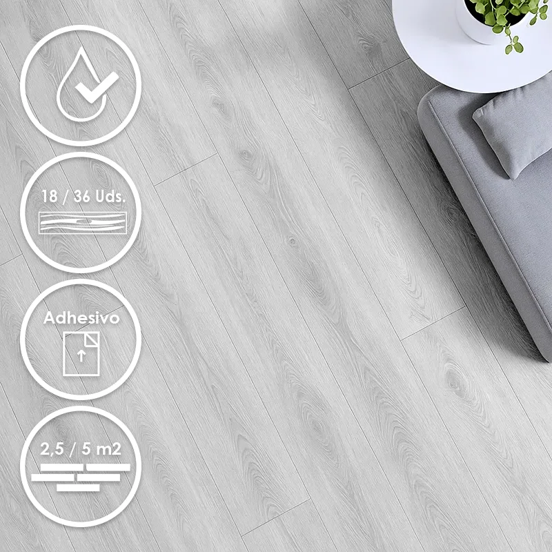 Suelo Vinílico Autoadhesivo Roble Gris | Cocina | Baño | Resistencia al Agua | Bricolaje