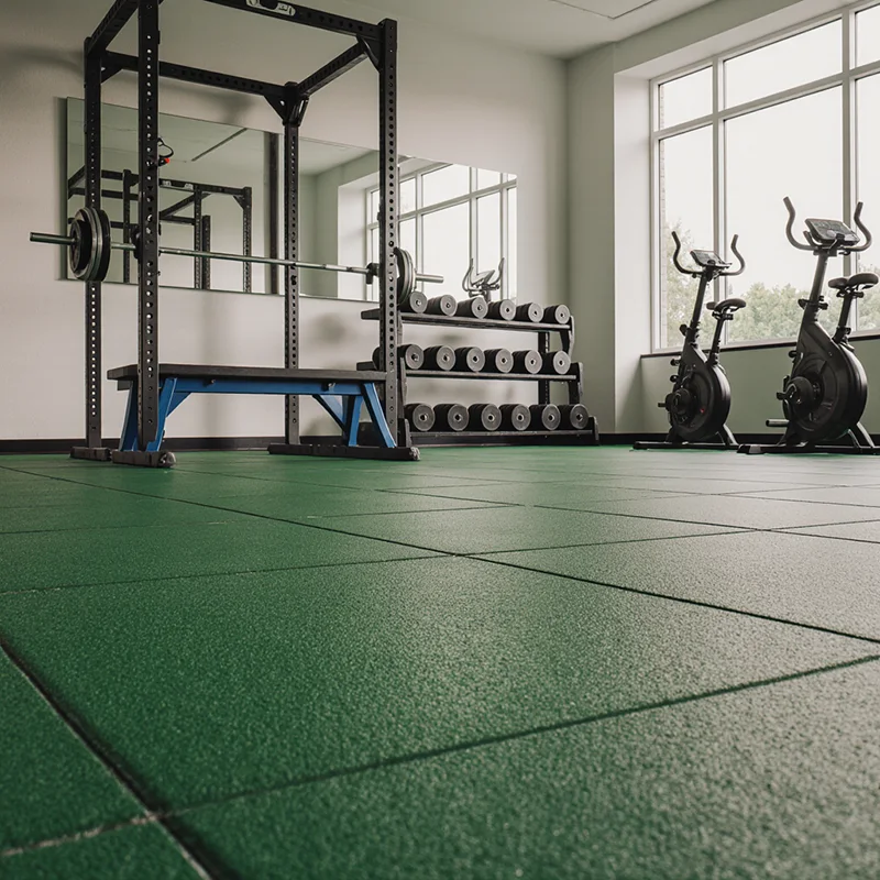 LOSETA DE CAUCHO 1x1m con Taco de Apoyo Amortiguador | 25mm | Verde | Densidad Estándar | Suelo Gimnasio | Parque Infantil | Exterior
