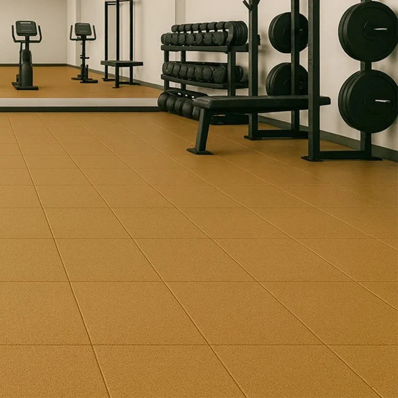 LOSETA DE CAUCHO 1x1m con Taco de Apoyo Amortiguador | 25mm | Ocre | Densidad Estándar | Suelo Gimnasio