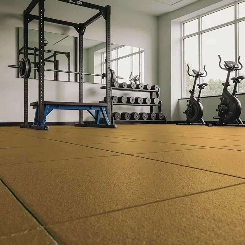 LOSETA DE CAUCHO 1x1m | 15mm | DENSIDAD STANDARD | Ocre | Suelo Gimnasio