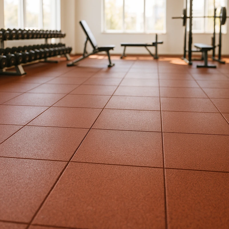 LOSETA DE CAUCHO 1x1m | 15mm | DENSIDAD STANDARD | Rojo | Suelo Gimnasio