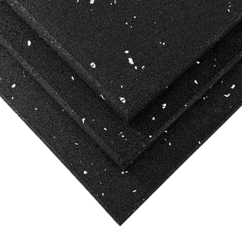 LOSETA DE CAUCHO 1x1m | 15mm | Densidad Estándar | Moteado Blanco y Negro | Taco de Apoyo