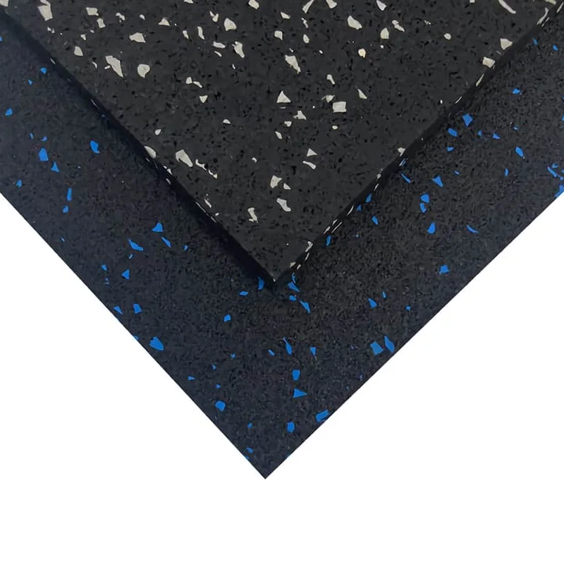 LOSETA DE CAUCHO 1x1m | 15mm | Densidad Estándar | Moteado Azul y Negro | Taco de Apoyo | Suelo Gimnasio | Peso libre | Cardio | Exterior