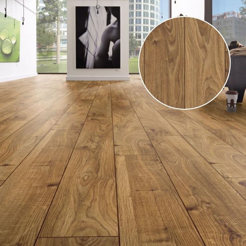 Suelo Laminado Roble Everest Bronce KRONOTEX | AC5 | Tarima Flotante Madera Click | Resistencia al Agua