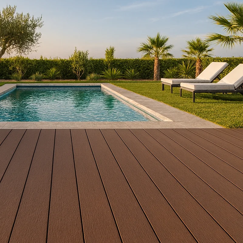 Lama Tarima Exterior PVC Marrón | 220x14,6x2,3 cm | Impermeable y Sin Mantenimiento