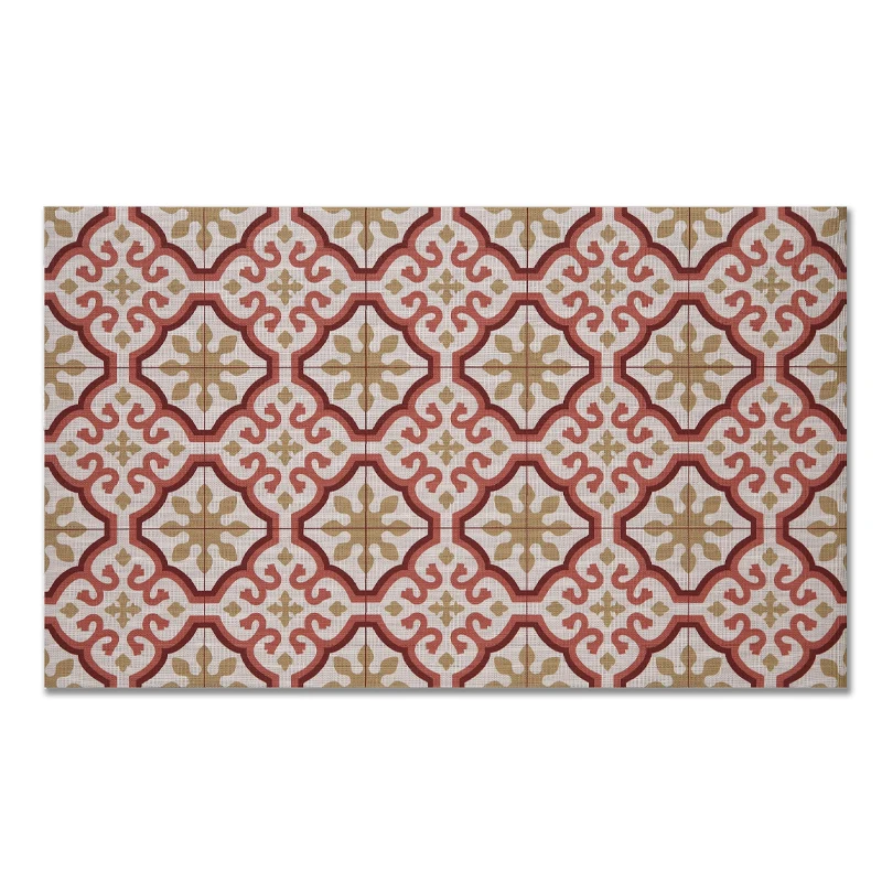 Alfombra Vinilica de Exterior Flor Beige | 60x100 | Resistencia al Agua | Antideslizante