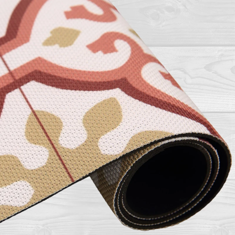 Alfombra Vinilica de Exterior Flor Beige | 60x100 | Resistencia al Agua | Antideslizante