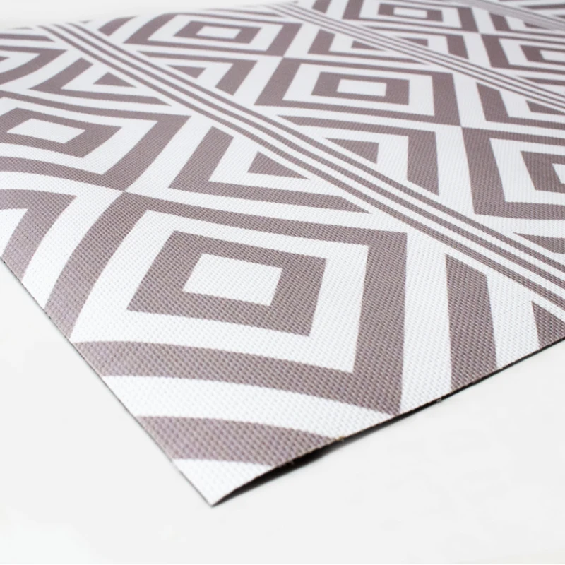 Alfombra Vinilica de exterior Rayas y Rombos Beige | 60x90 | Resistencia al Agua | Antideslizante