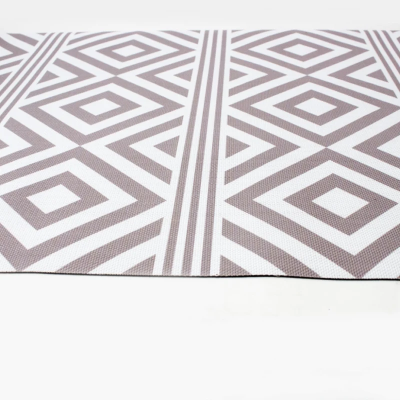 Alfombra Vinilica de exterior Rayas y Rombos Beige | 60x90 | Resistencia al Agua | Antideslizante