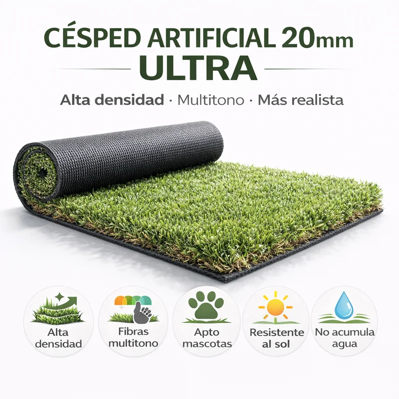 Césped Artificial Forever Ultra |  20mm | Densidad Premium | Tacto Suave | Ultra realista | Jardín | Terraza | Fácil Instalación
