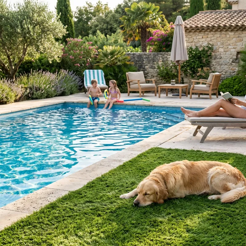 Césped Artificial Piscina Ultra | 40mm | Densidad Premium | Jardín | Fácil Instalación | Mantenimiento Bajo