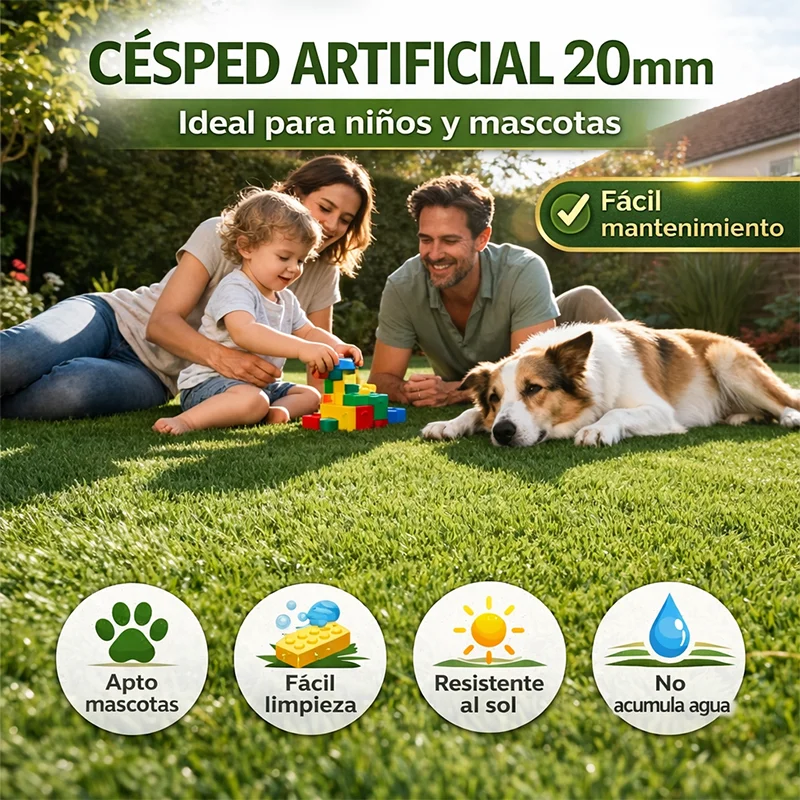 Césped Artificial Forever Basic | 20mm | Alta Resistencia | Ideal Terraza y Mascotas