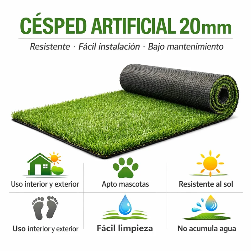Césped Artificial Forever Basic | 20mm | Alta Resistencia | Ideal Terraza y Mascotas