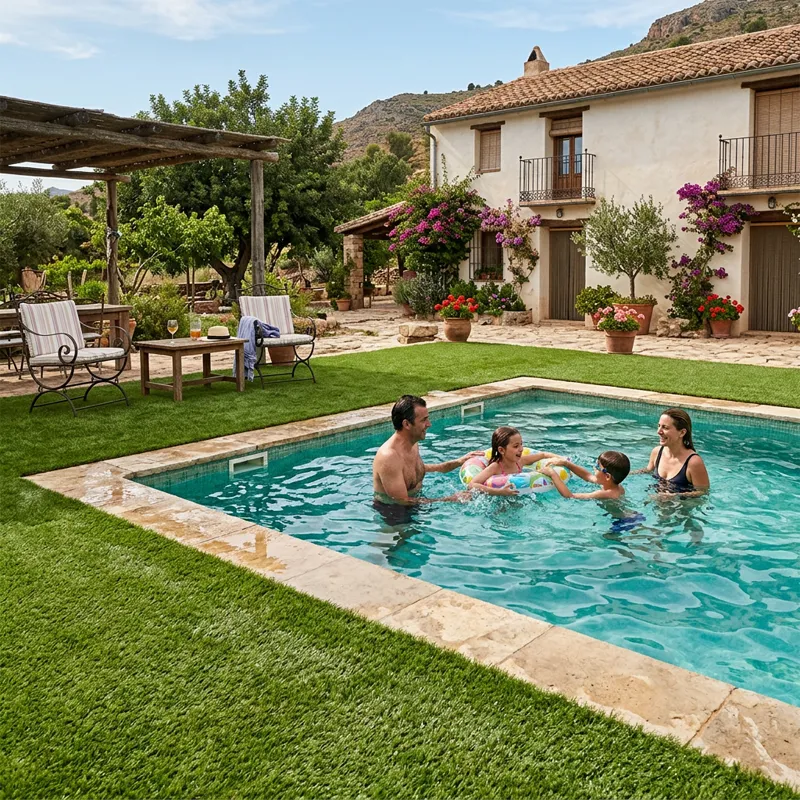 Césped Artificial Piscina Ultra | 40mm | Densidad Premium | Jardín | Fácil Instalación | Mantenimiento Bajo