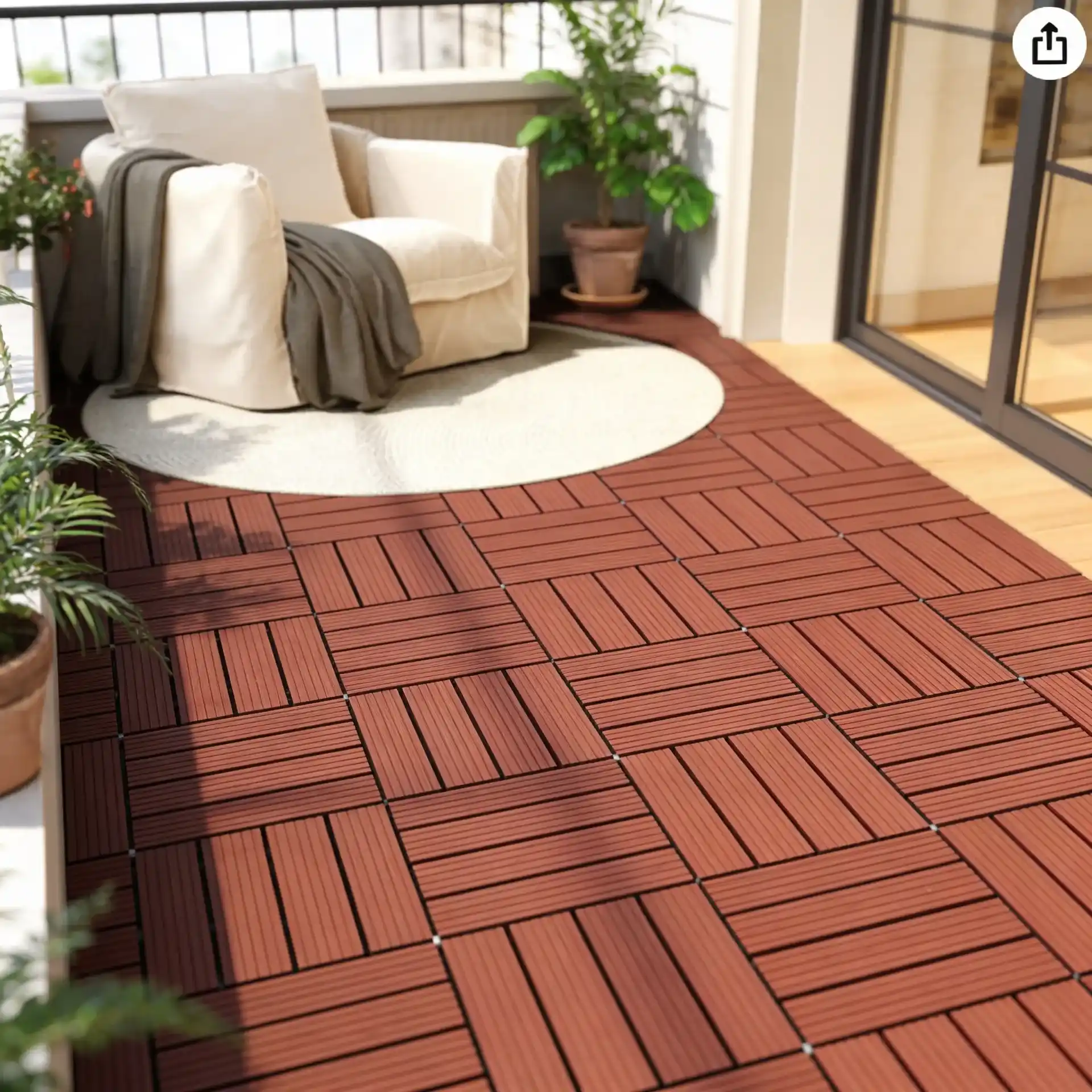 Tarima Exterior Madera Chocolate con Leche | Terrazas | Balcón | Piscina | Baldosas 29x29cm