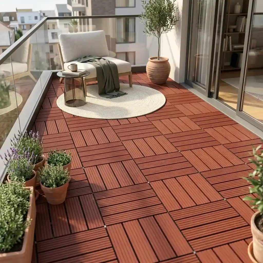 Tarima Exterior Madera Chocolate con Leche | Terrazas | Balcón | Piscina | Baldosas 29x29cm