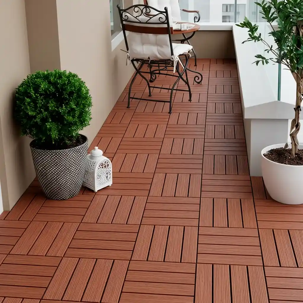 Tarima Exterior Madera Chocolate con Leche | Terrazas | Balcón | Piscina | Baldosas 29x29cm