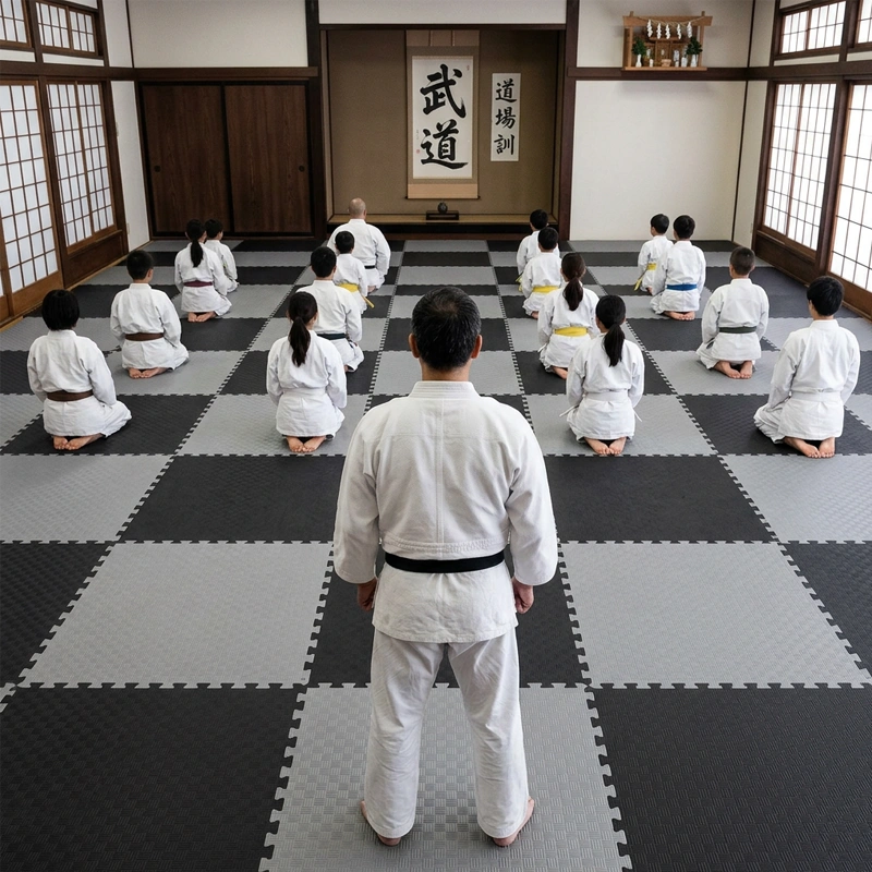 TATAMI PUZZLE Negro Gris  1x1m | 40mm | Reversible | Antideslizante | Multifuncional