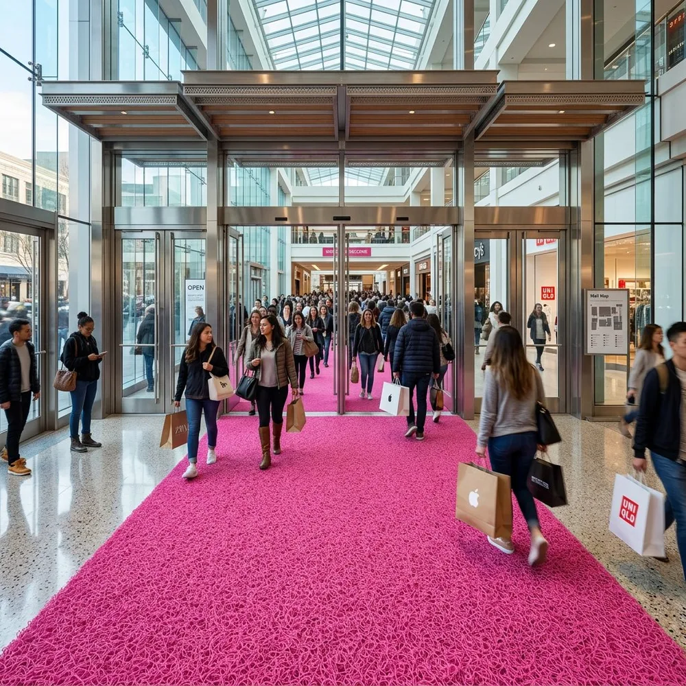 Felpudo PVC Rizado Rosa Entrada | Lazos Antideslizante | 12mm | Interior y Exterior | Fácil Limpieza