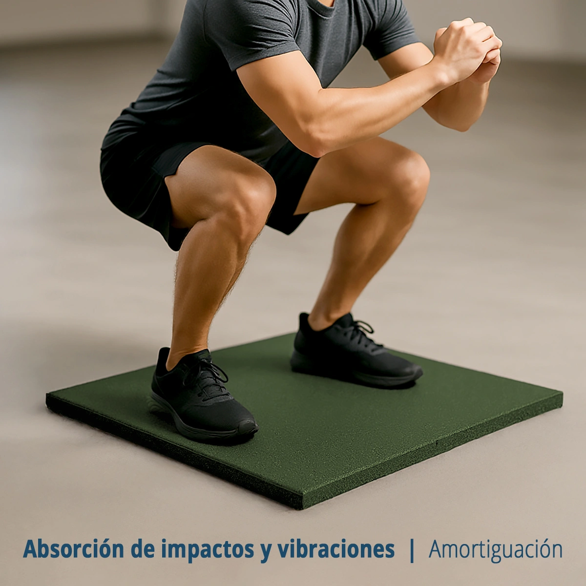 LOSETA DE CAUCHO Verde 50x50cm | 20mm | ALTA DENSIDAD | Gimnasio | Halterofilia | Exterior