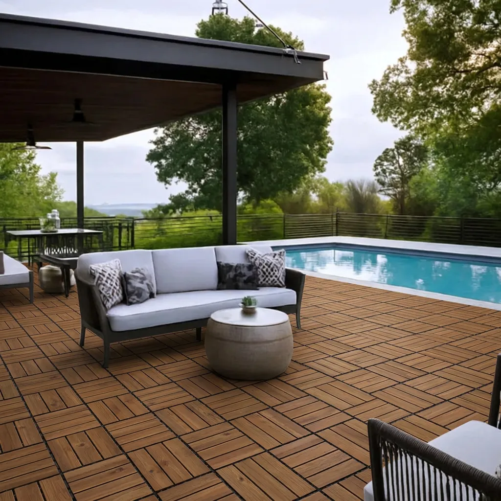 Suelo Exterior Modular 29x29 cm Efecto Madera | Losetas Click para Jardín y Balcón | Fácil Instalación