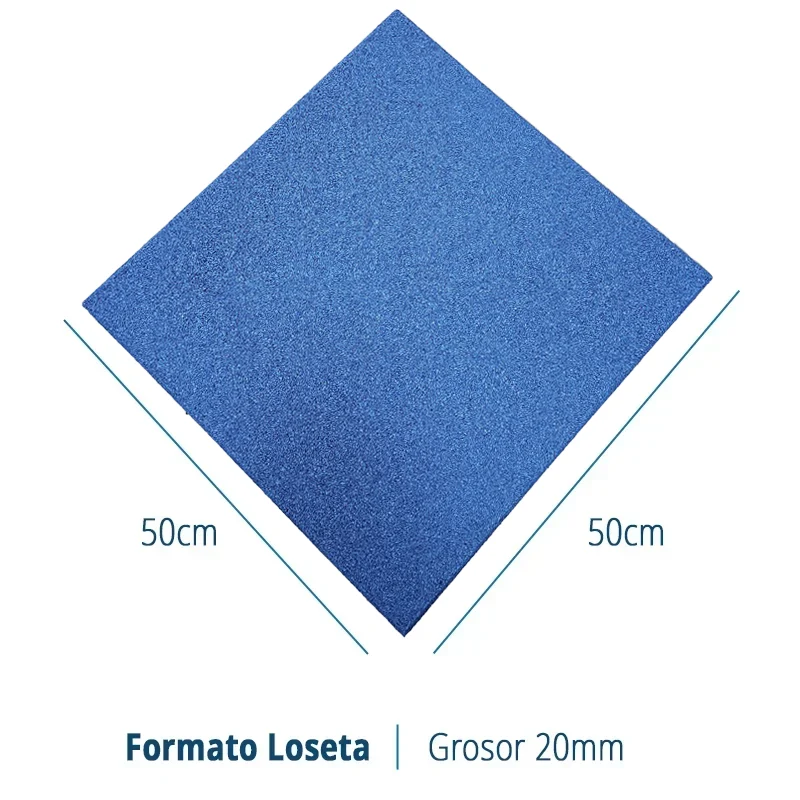 LOSETA DE CAUCHO Maciza 50x50cm | 20mm | ALTA DENSIDAD | Azul | Suelo Gimnasio | Peso libre | Fitness | Crossfit | Cardio | Maquinaria