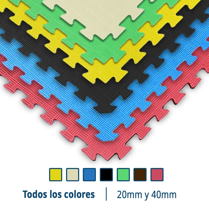 TATAMI PUZZLE Rojo y Azul 1x1m | 20mm | Artes Marciales | Suelo Gimnasio Reversible | Judo | Acabado Checker