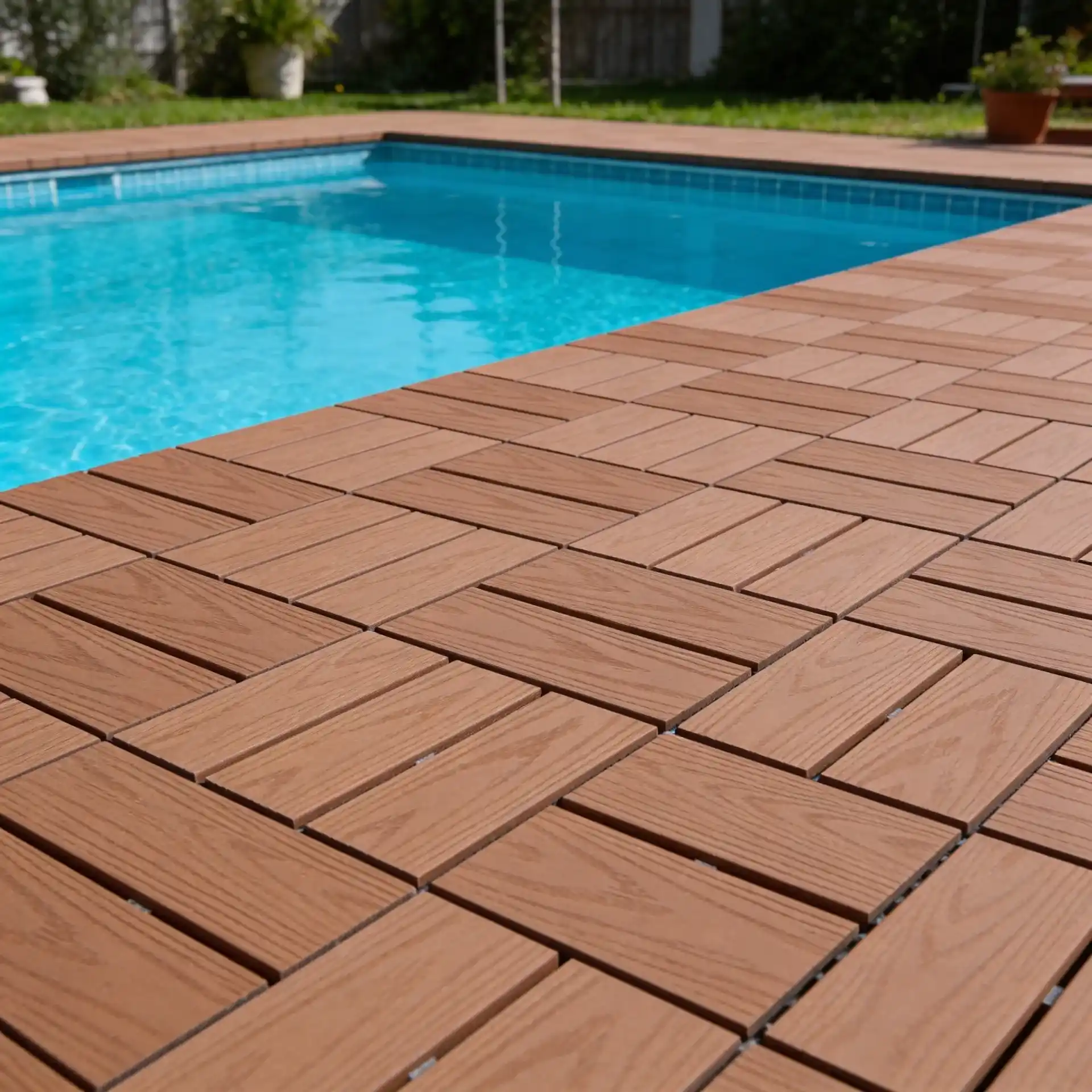 Loseta Deck Exterior 29x29 cm Pino Natural | Suelo Exterior Encajable Antideslizante | Fácil Instalación Sin Obra