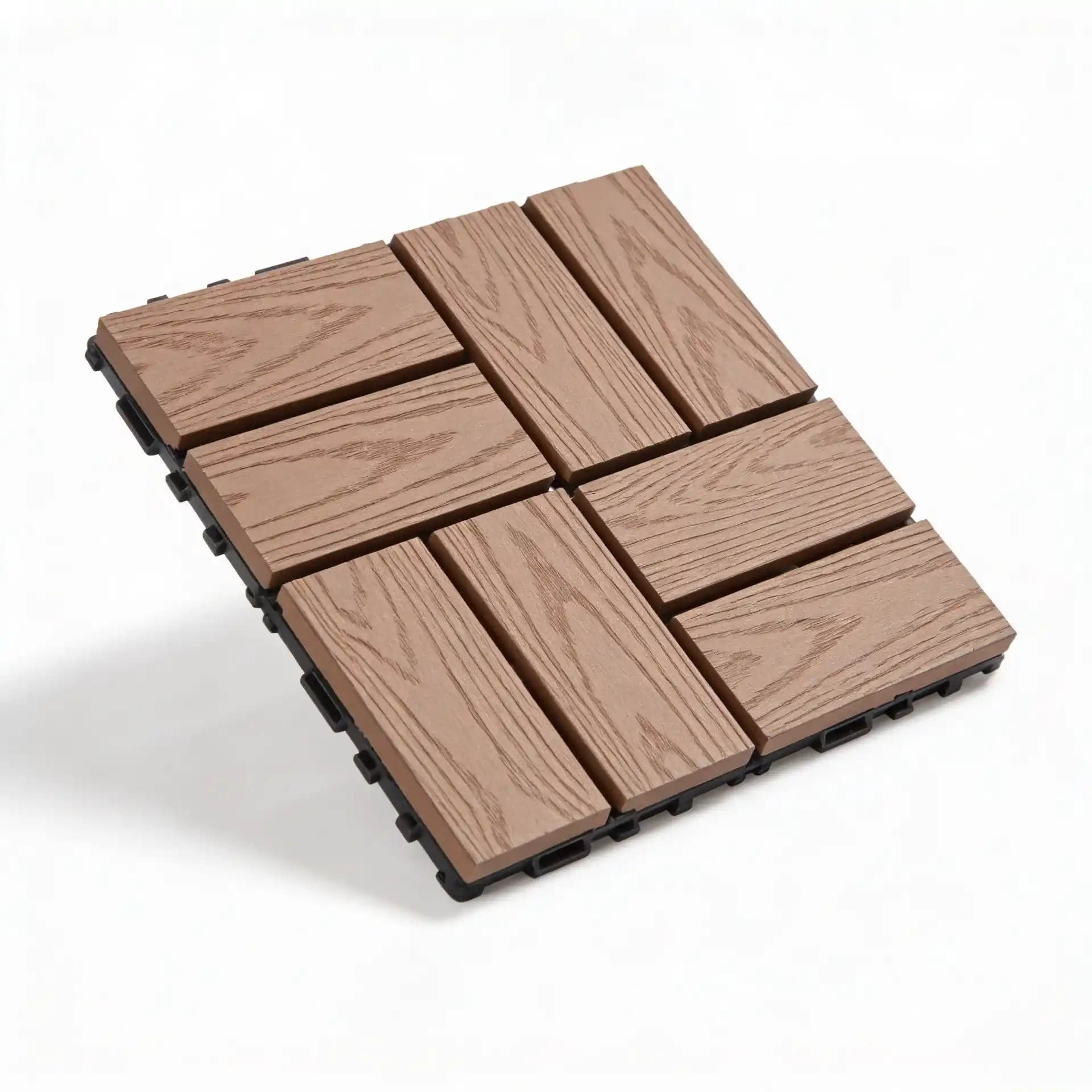 Loseta Deck Exterior 29x29 cm Pino Natural | Suelo Exterior Encajable Antideslizante | Fácil Instalación Sin Obra