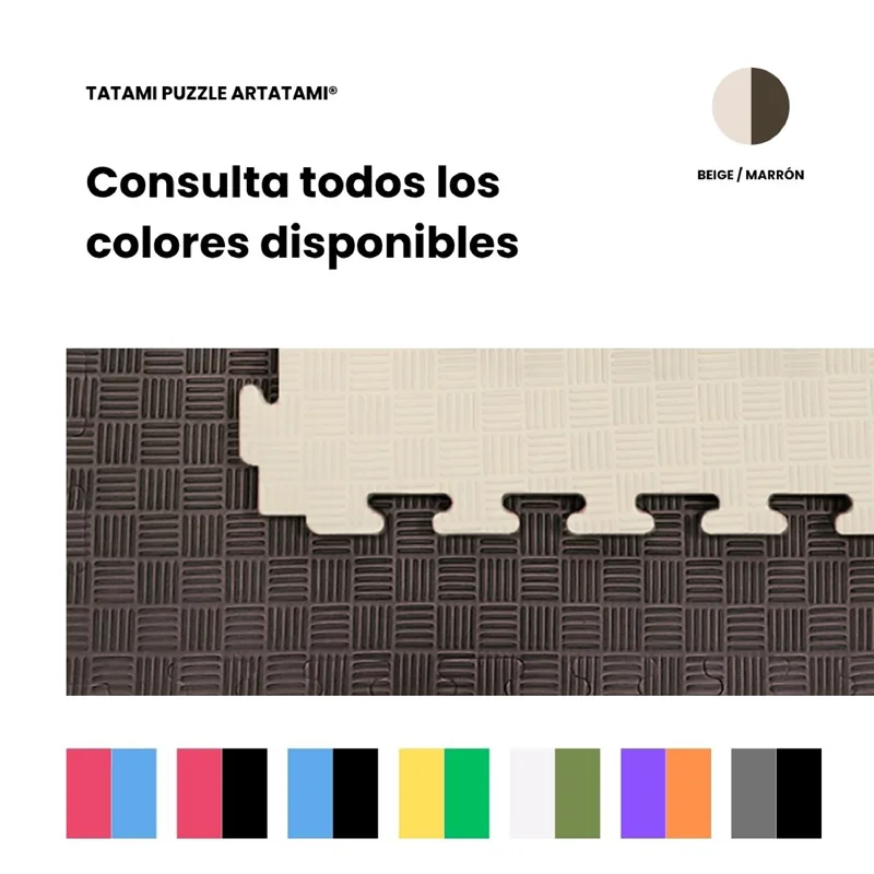 TATAMI PUZZLE  Marrón Beige  1x1m | 40mm | Artes Marciales | Gimnasio | Antideslizante | Suelo Deportivo