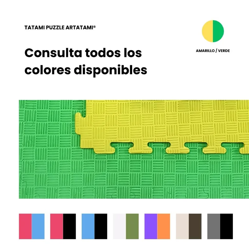 TATAMI PUZZLE Amarillo Verde 1x1m | 20mm | Reversible | Antideslizante | Multifuncional