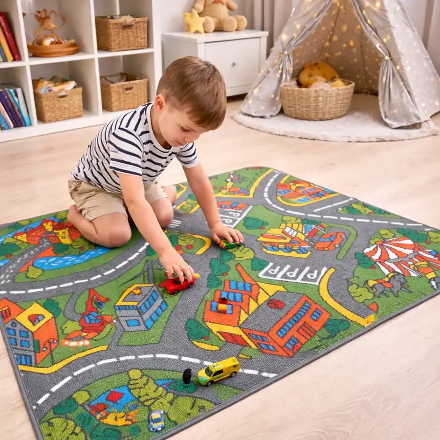 Alfombra infantil City Car Rally | Juego | 140x200cm