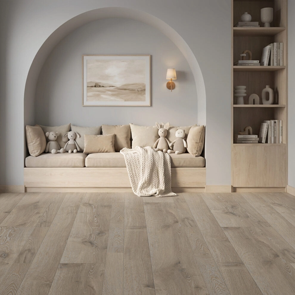 Suelo Laminado Roble Taupe FAUS | AC6 | Tarima Flotante En Clic | Uso Comercial y Doméstico - Imagen galería