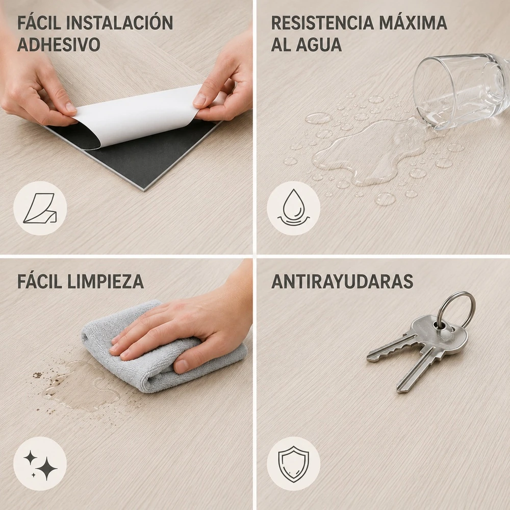 Suelo Vinílico Adhesivo Roble Clásico Natural | Resistencia al Agua | Cocina | Baño | Bricolaje