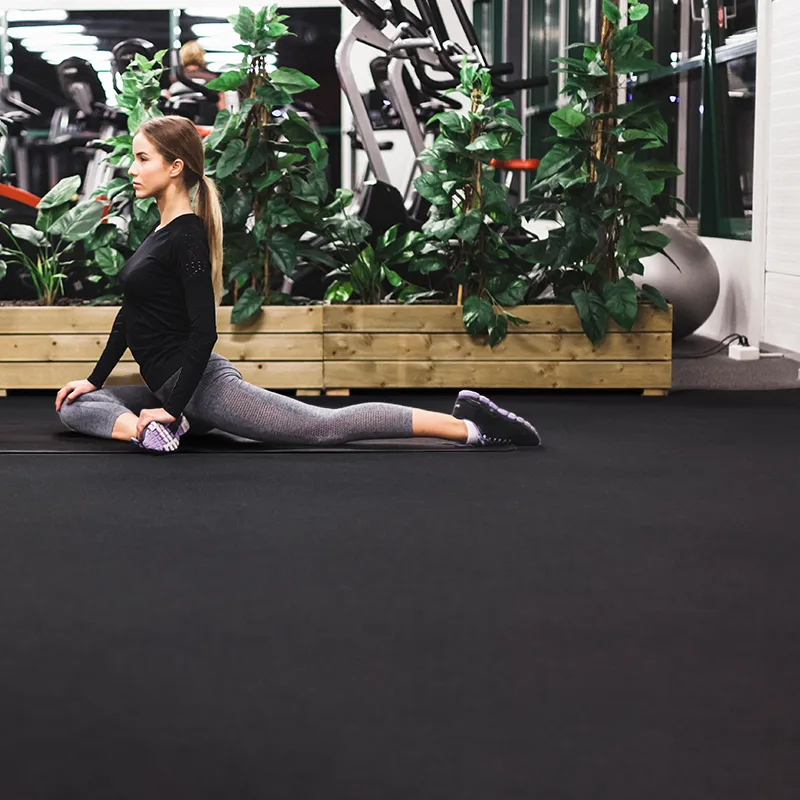 ROLLO DE CAUCHO Grano Fino 1x15m | 4mm | Negro | Alta Densidad | Pavimento Continuo Gimnasio | Gimnasio