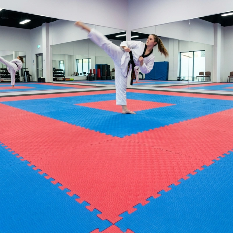TATAMI PUZZLE Rojo y Azul 1x1m | 40mm | Artes Marciales | Gimnasio | Acabado Checker