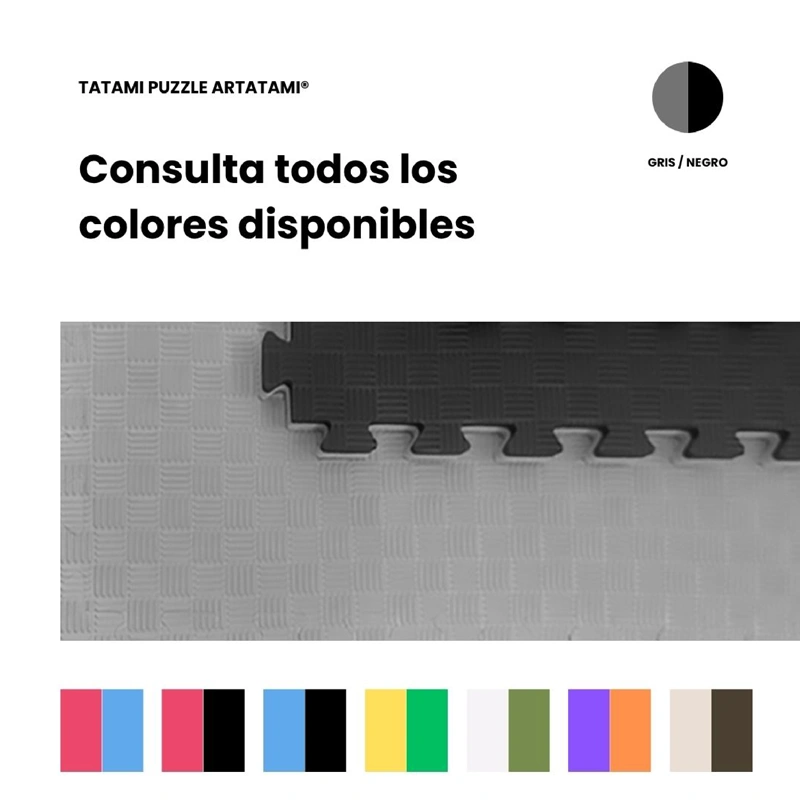 TATAMI PUZZLE Negro Gris  1x1m | 20mm | Reversible | Antideslizante | Multifuncional
