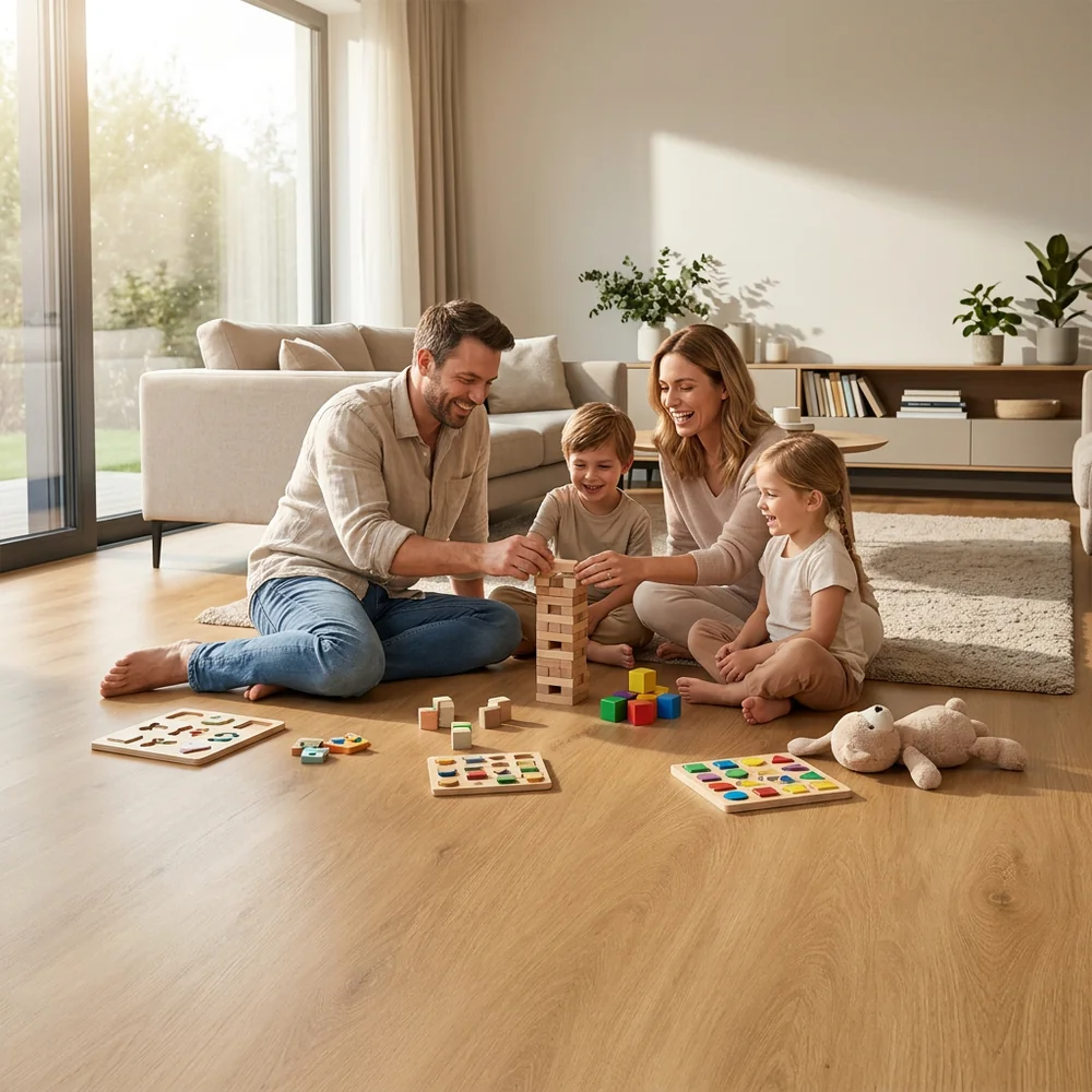 Suelo Laminado Roble Fuego AC5 8mm | Protección 12h Agua | Fácil Colocación