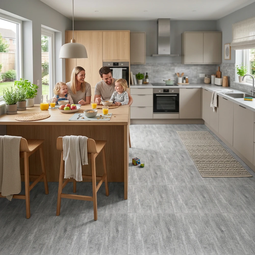Loseta Vinílica Autoadhesiva Gris Piedra | 1,8mm | Suelo Vinílico Resistente al Agua | Hogar | Salón | Cocina | Baño